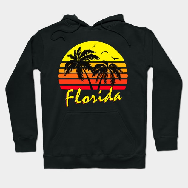 Florida Retro Sunset Hoodie by Nerd_art